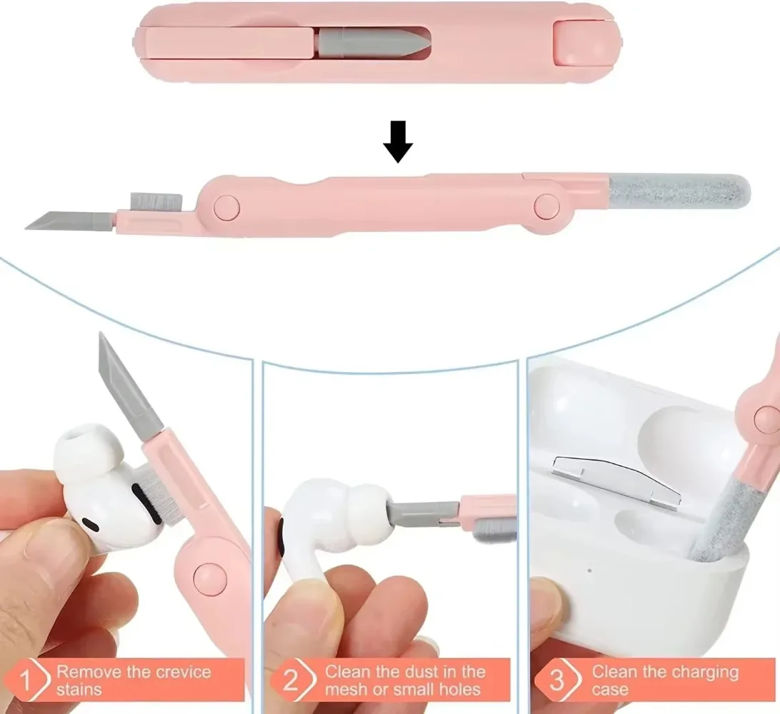 Kit de limpieza 7 en 1, cepillo limpiador de teclado de ordenador, bolígrafo de limpieza para auriculares, Herramientas de limpieza para AirPods y iPhone, juego de extractor de teclas