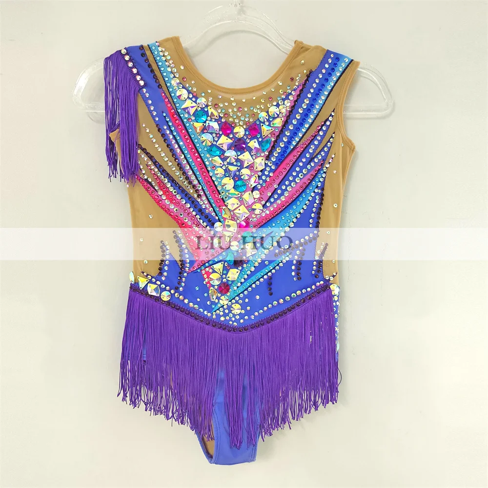 LIUHUO Rhythmische Gymnastik-Trikot, Aerobic, für Erwachsene, Damen, Mädchen, Kostüm, Leistung, Wettbewerb, Tanzkleid, ärmellos, mehrfarbig