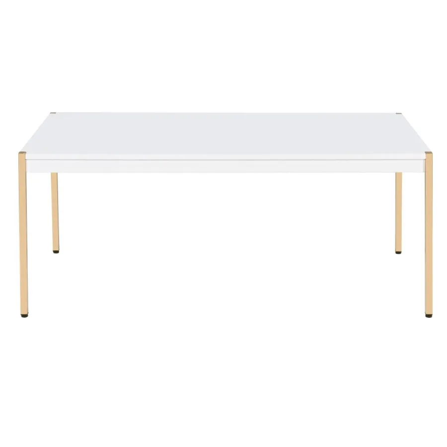 White and Gold Rectangle Coffee Table