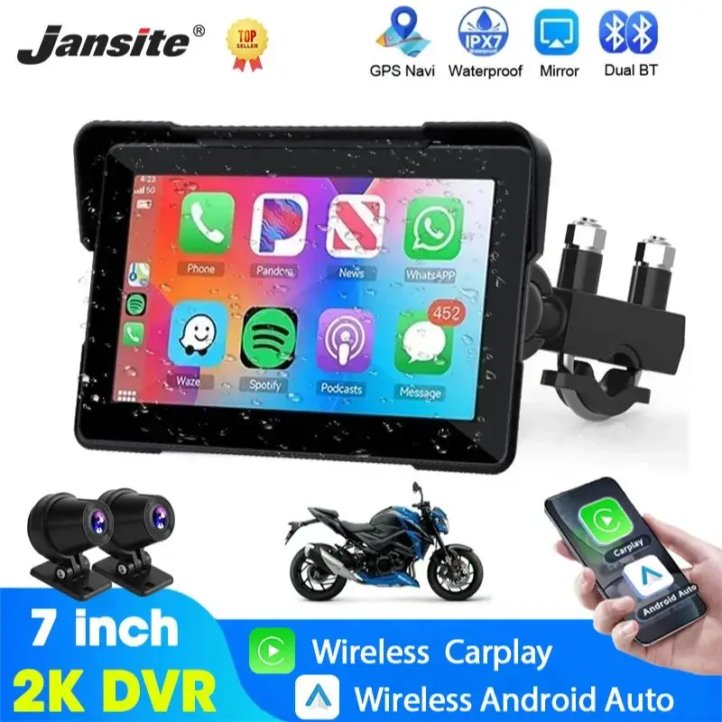 5/7 inch Portable Carplay Motorcycle DVR GPS Navigation IPX7 Waterproof LCD Display For Wireless CarPlay Android Auto