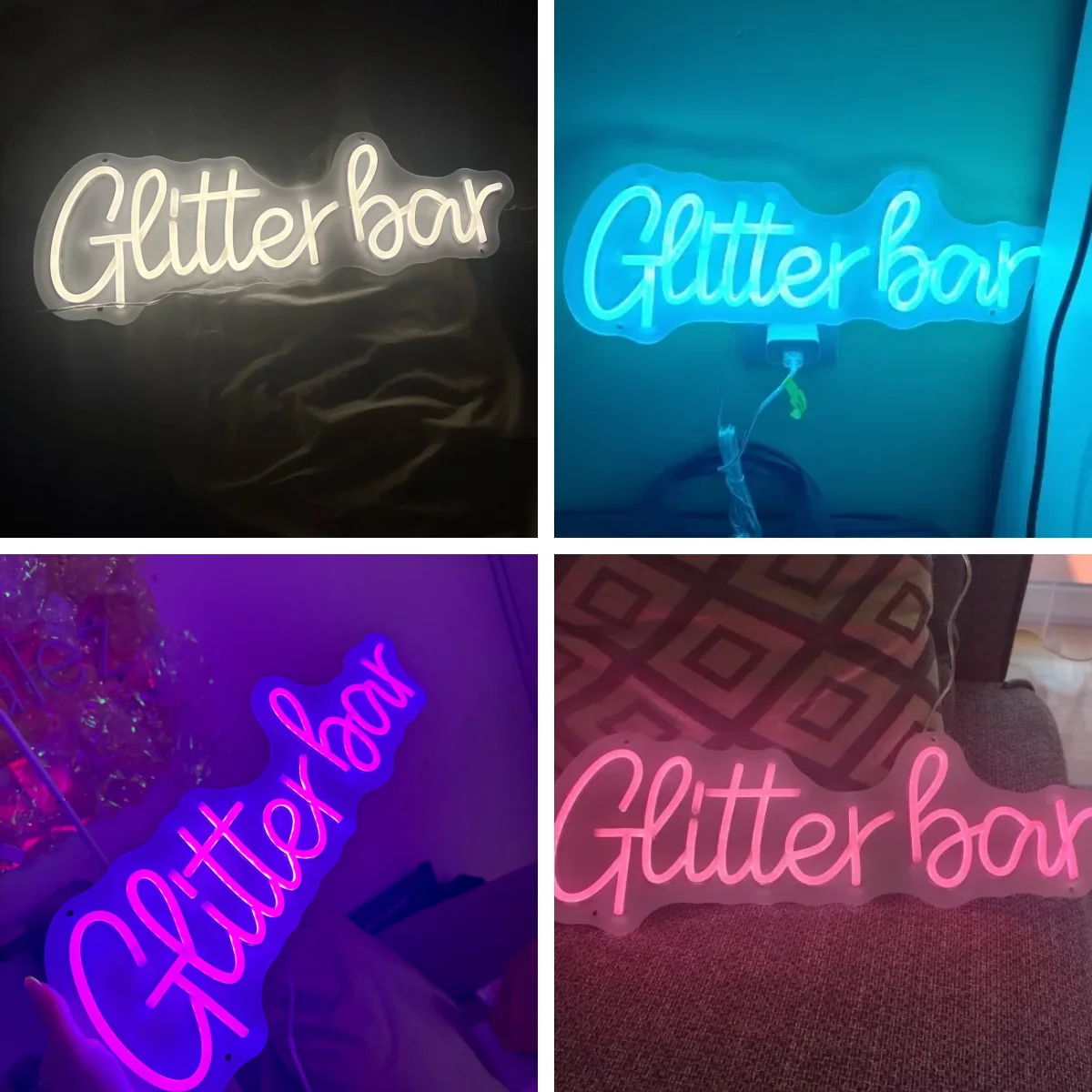 Glitter Bar Neon Sign Led Lights Bar Club Pub Open Sign Room Decoration Led Sign Birthday Wedding Party Decor Glitter LED Lights