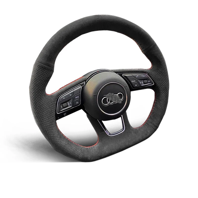 

Suede Car Steering Wheel Cover for Audi A1 8X A2 A3 Q3 Q5 Q2 A4 A5 A6 Avant Customized Handmade Hand Stitched Non-slip