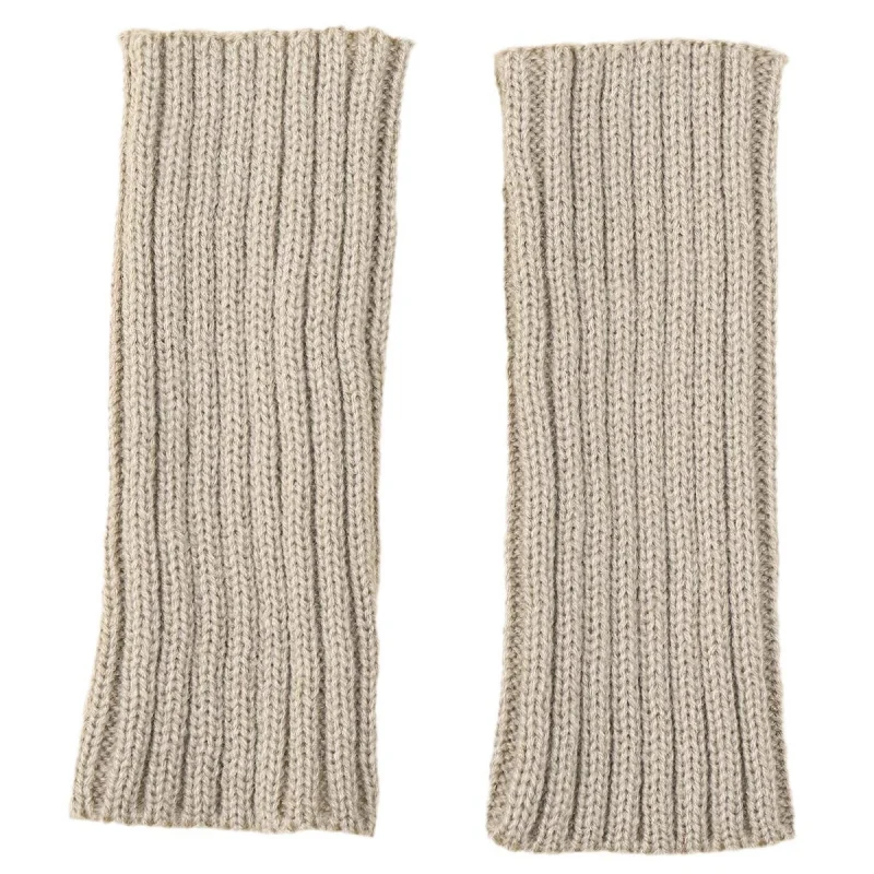 أزياء الخريف والشتاء الدافئة بدون أصابع بلون مضلع محبوك قفازات قصيرة لتدفئة الذراع #5