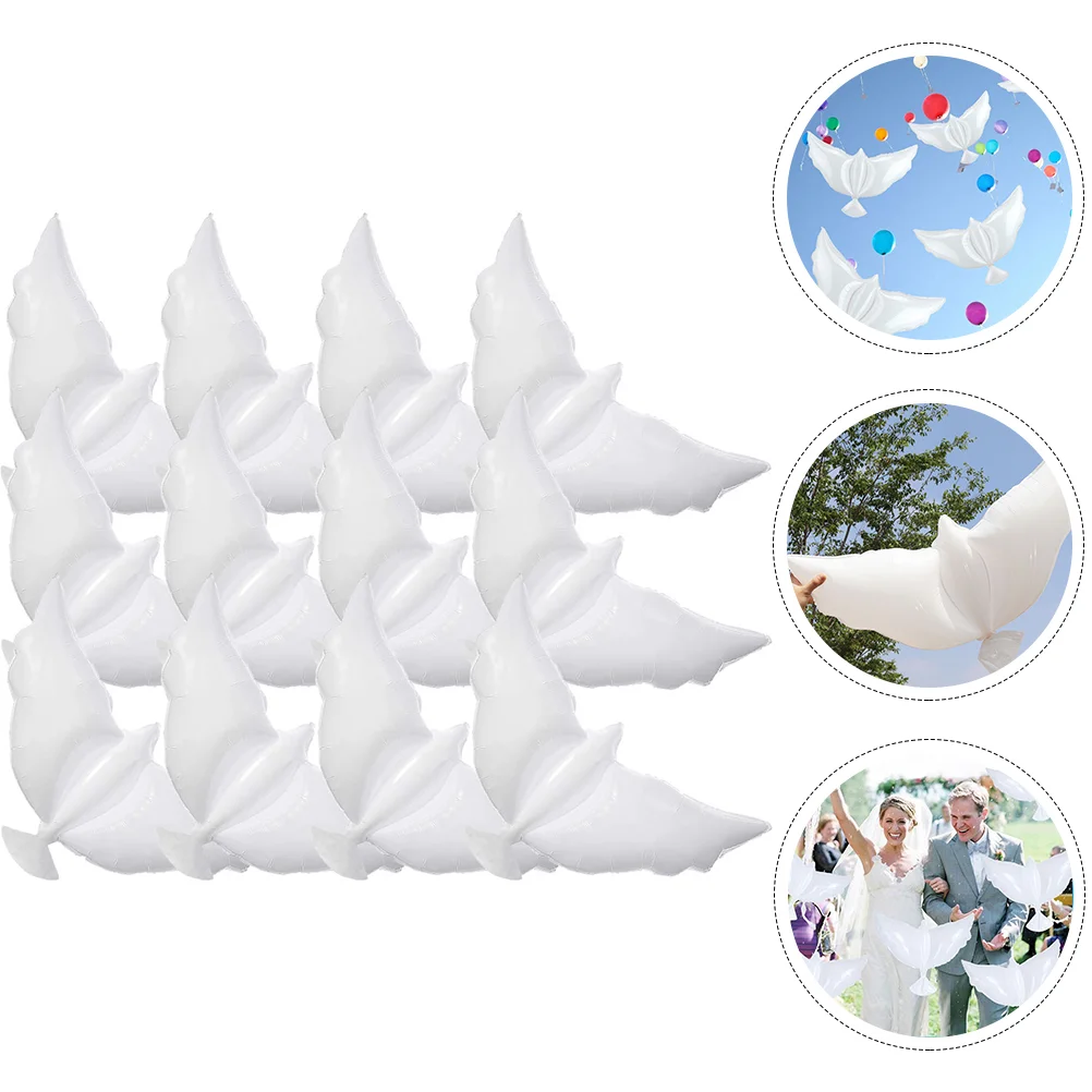 

12 Pcs Balloons Dove Memorial Pigeon Shape Household Wedding for Party Garden White Ceremonies