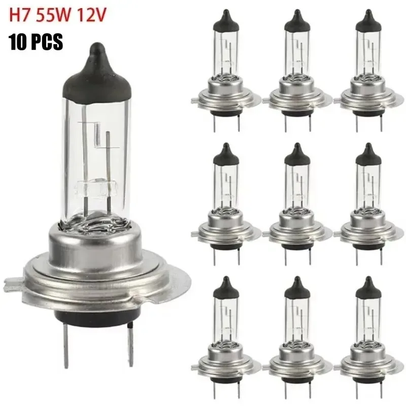 

New 10PCS for 55W 12V Bulb Headlight Halogen HeadLight Replacement Bulb Halogen Headlight Car Bulb Super Warm White Light H7