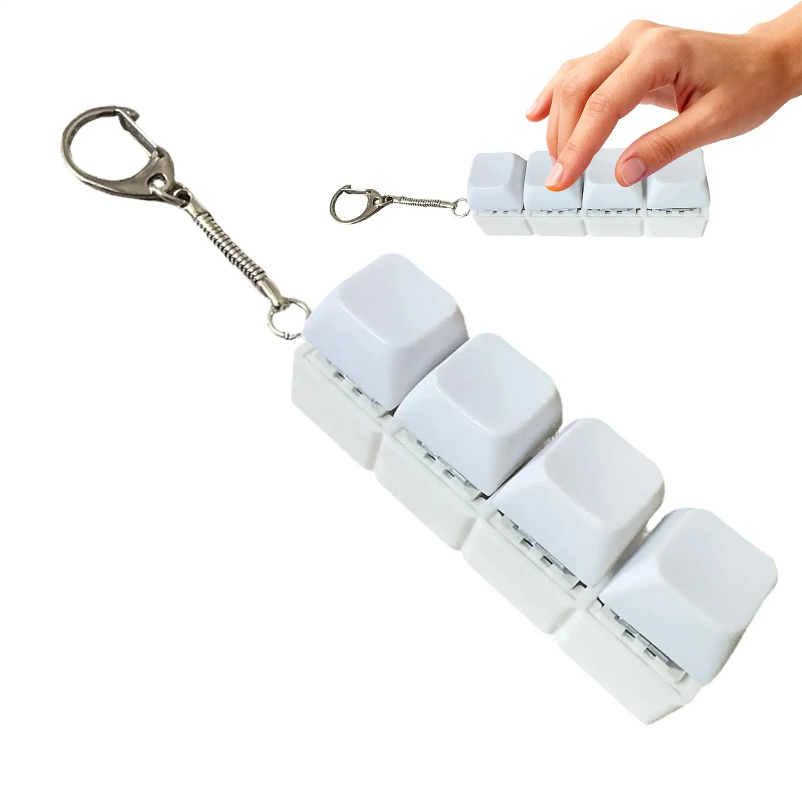 4 keys Keyboard Fidget Portable Press Button Fun Keyboard Keychain Sensory Toys Key Button Clicker for Kids aldult Work Travel