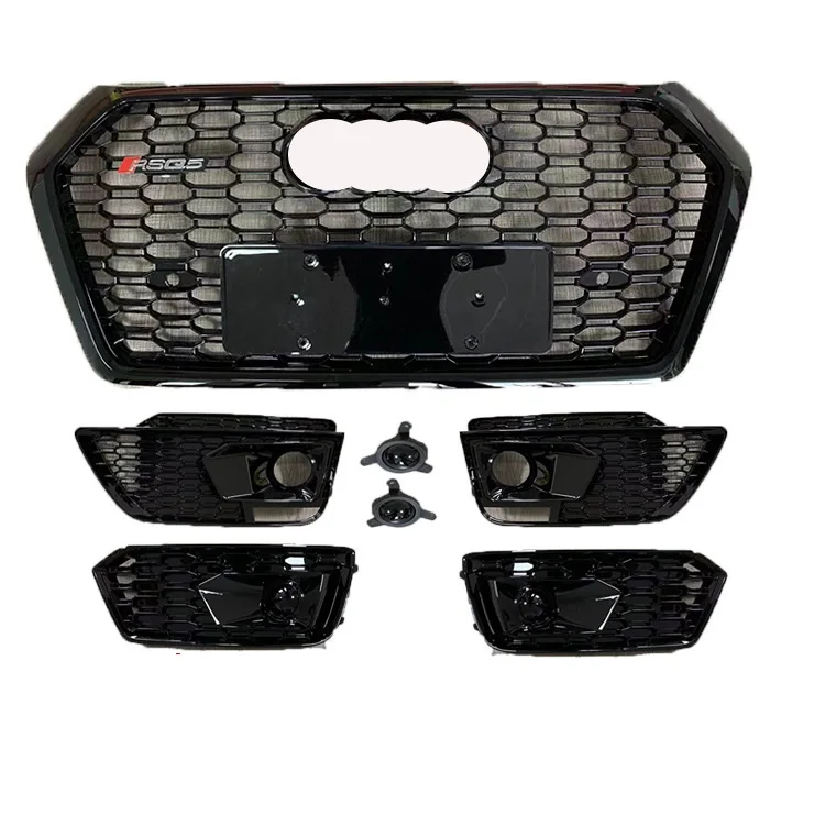 

Q5 B9 Grille Kit Q5 SQ5 Fog Light Front Bumper Bright Black Honeycomb Grill RSQ5 Style Grille Kit For Q5 2018-2021