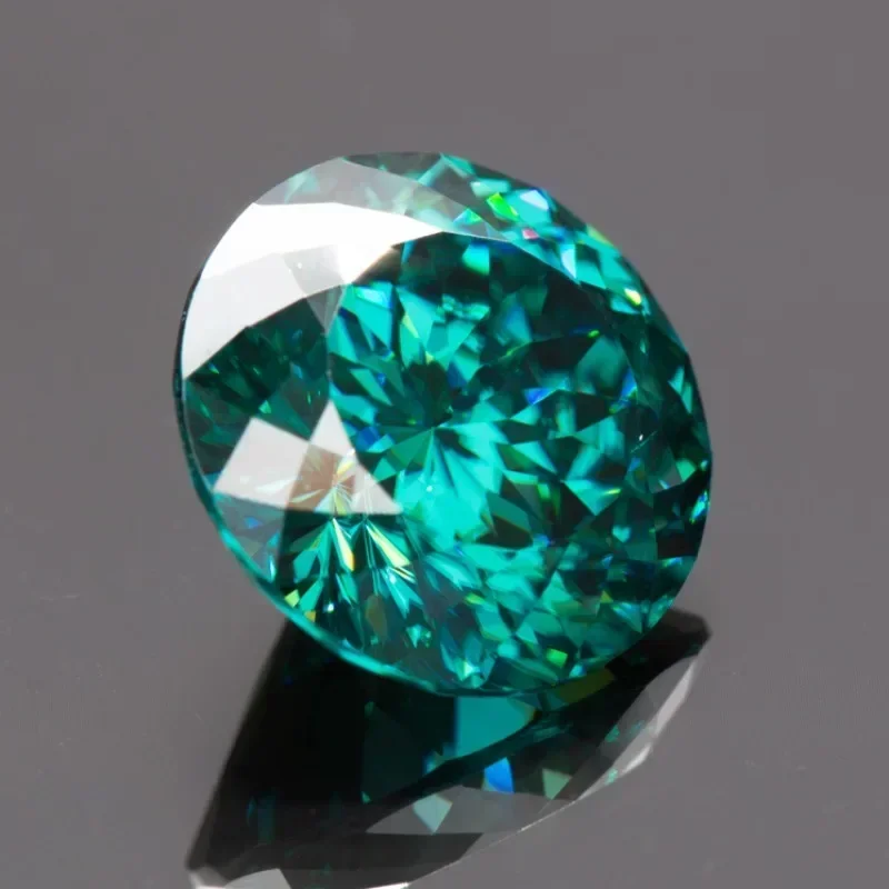 Pietre Moissanite di colori naturali verde smeraldo Forma rotonda 100 facce tagliate con certificato GRA Materiali per la creazione di gioielli