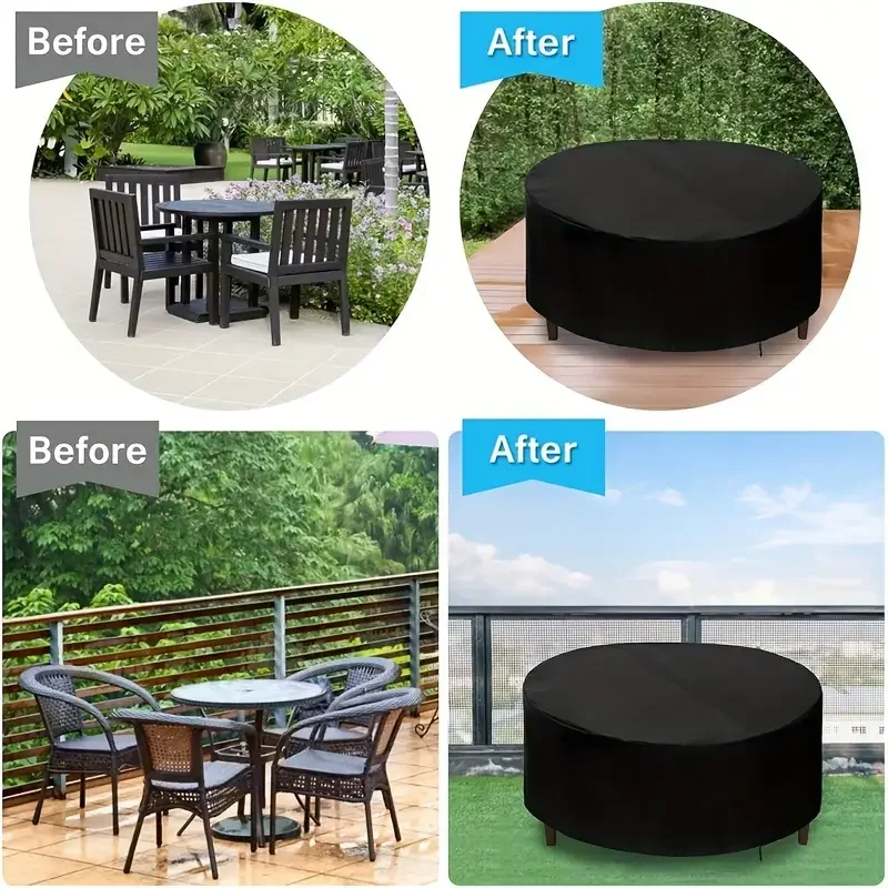 1pc Round Patio Furniture Covers, Waterproof Outdoor Furniture Set Covers For Patio Table Garden Round Table Dining Cover