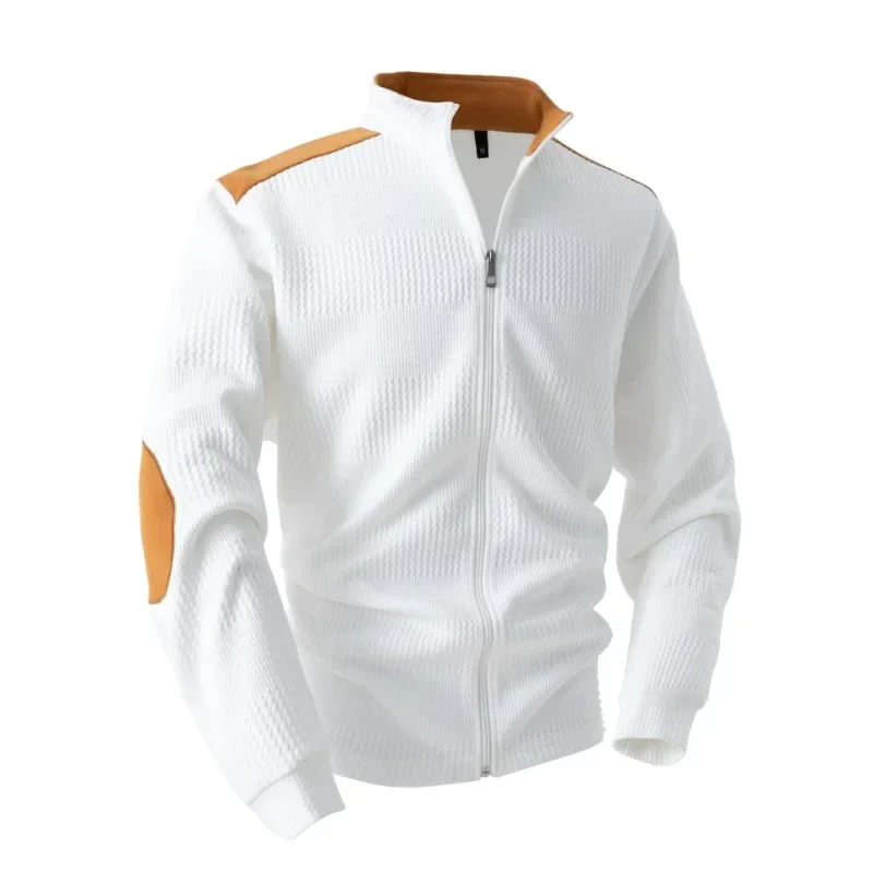 

Men's Casual Lapel Zipper Jacket Spring and Autumn Casual Daily Fashion Color Matching Outdoor Sports Slim Long-sleeved Coats