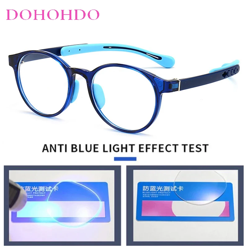 Anti Blue Light Glasses Without Graduation For Kids Girl TR90 Round Optical Medical Glasses Frames Children Computer Eyeglasses