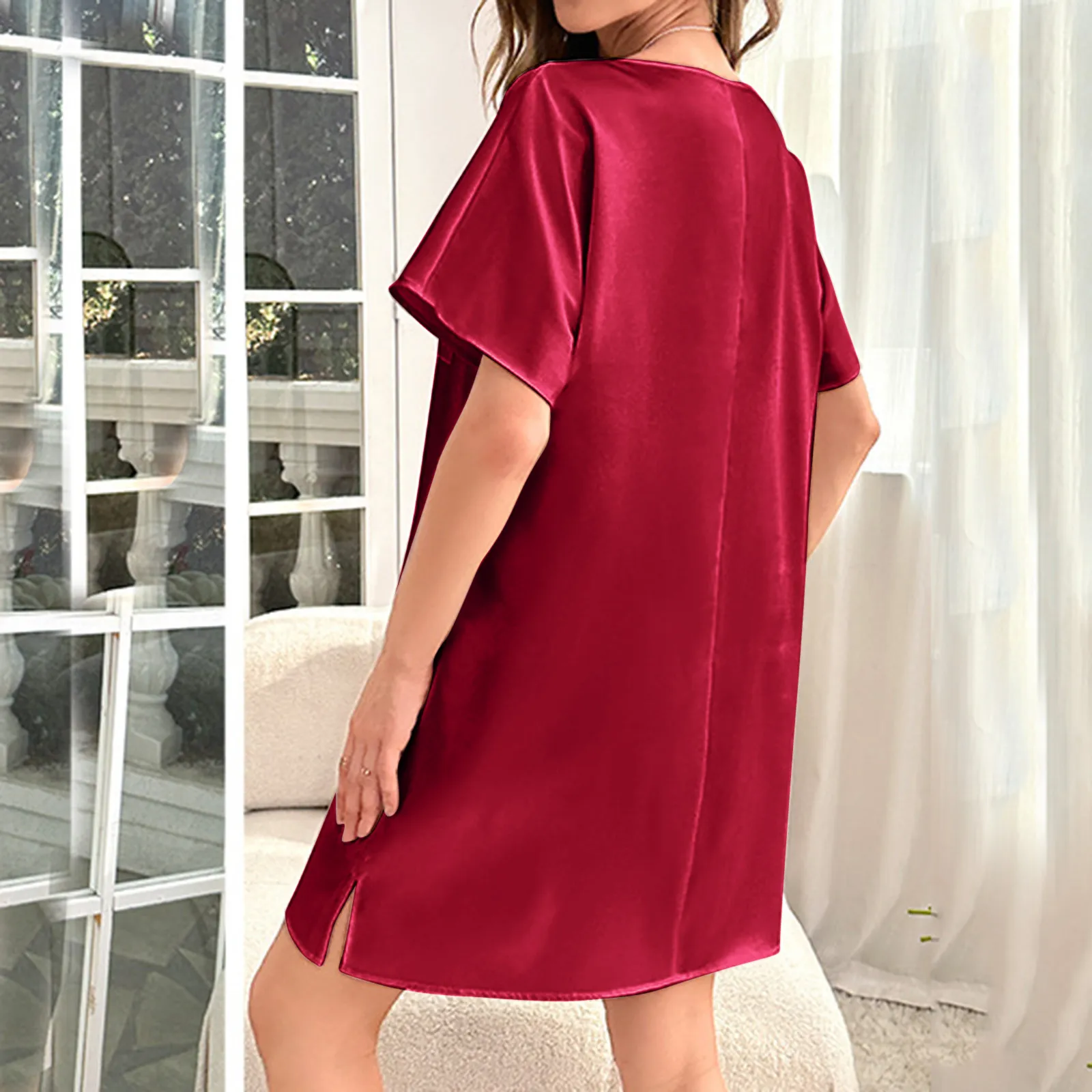 Women's Ice Silk Pajamas Women's Thin Home Service Long Nightdress Nightgown 2x