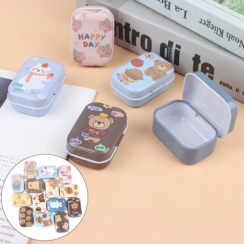 Mini Bear Tin Box Sealed Jar Packing Boxes Jewelry Candy Box Small Storage Boxes Cans Coin Earrings Headphones Gift Box