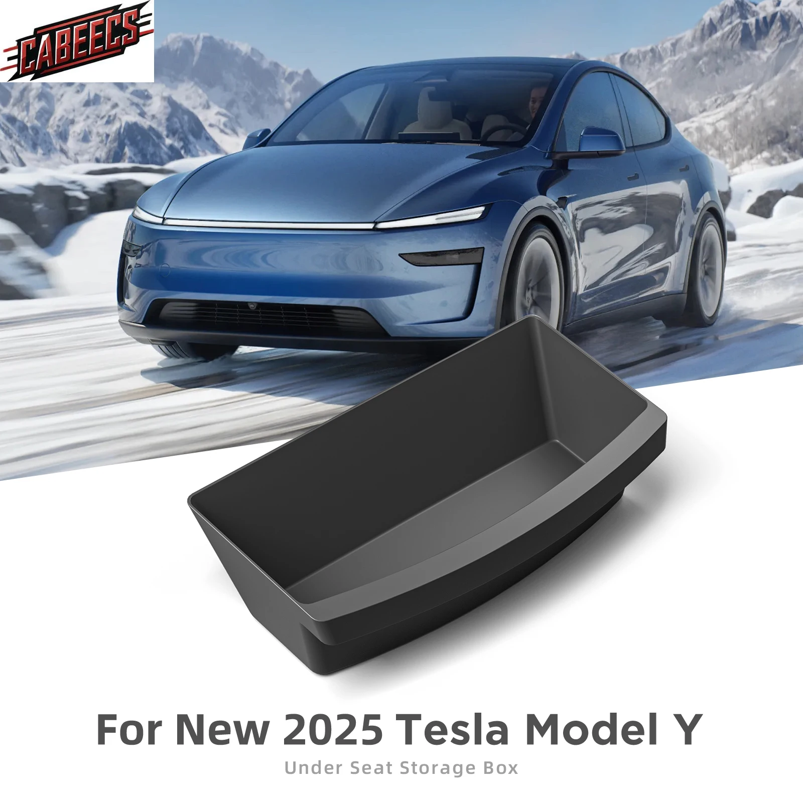 

For Tesla Model Y Launch 2025 Juniper Car Under Seat Storage Box TPE High Capacity Organizer Case Drawer Tray Car Accessories