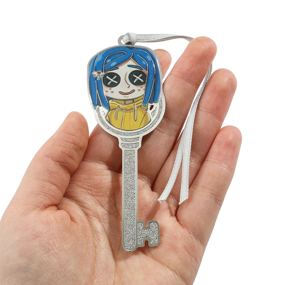 Cartoon Coraline & the Secret Door Bookmarks Coraline Badge Key Shape Metal Tassel Pendant Bookmark Accessories Gifts