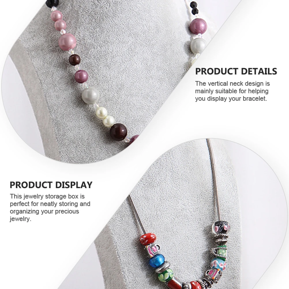 

Necklace Display Rack Pendant Model Frame Portrait Neck Design Jewelry Storage Box Plastic PU Home Store Decor