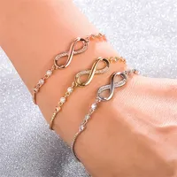 Romantic Forever Love Infinity Chain Zircon Bracelets For Women Adjustable Metal Hand Chain Girlfriend Wife Gift Jewelry