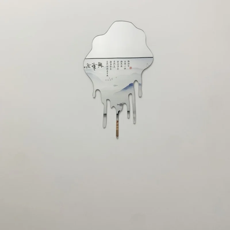 Korean Instagram Irregular Mirror with Melting Geometry of Ice and Snow, Irregular and Simple Korean Style Soft Mirror Wall Deca