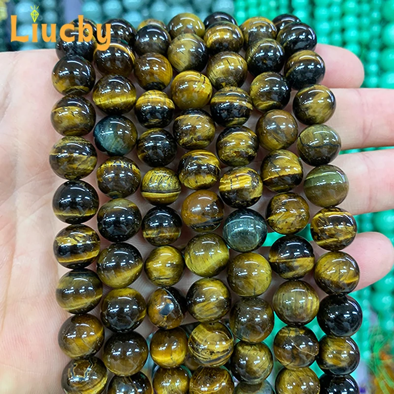 

3A Brown Gold Tiger Eye Agates Natural Stone Round Loose Beads For Jewelry Making DIY Charm Bracelet 15" Wholesale 4/6/8/10/12mm