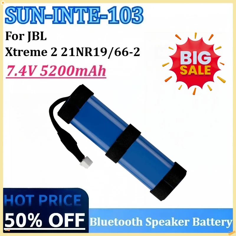 

New SUN-INTE-103 7.4V 5200mAh High-Capacity Bluetooth Speaker Battery for JBL Xtreme 2 Xtreme 21NR19/66-2 Replacement Batteries