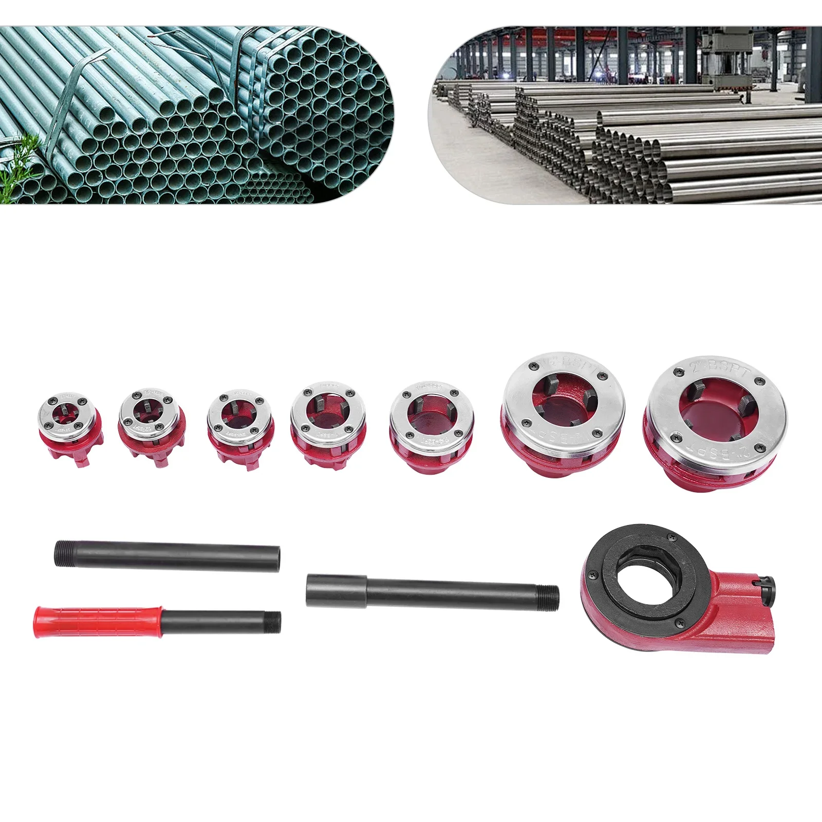 Pipe Threading Kit: Premium Carbon Steel, Chip Removal Design, 7 Die Heads for Faster, Easier Pipe Processing