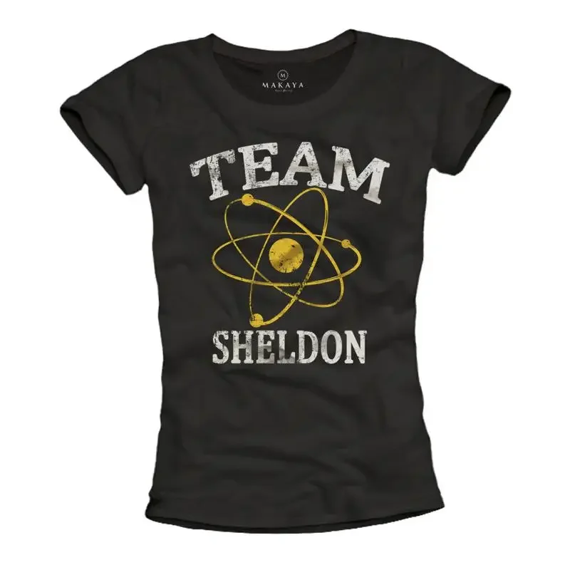 Womens Shirt Print Team Sheldon Nerd Gifts Women Top Geek T-Shirt Print