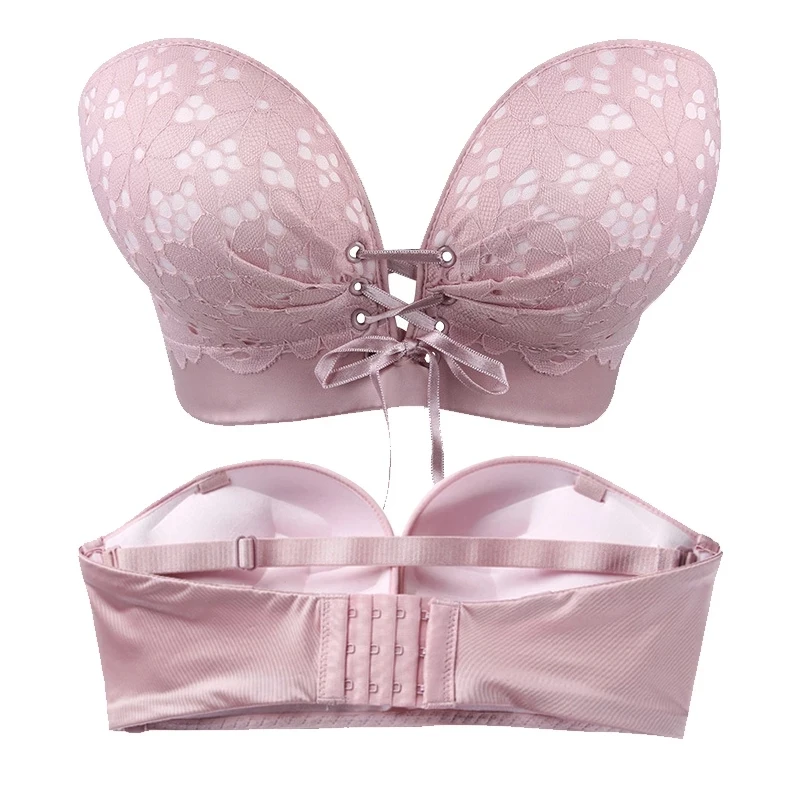 Sexy Invisible Push Up Brassiere Rabbinic Constellation Flower Strapless Bra Women's Underwear Adjustable Straps Gather Bralette