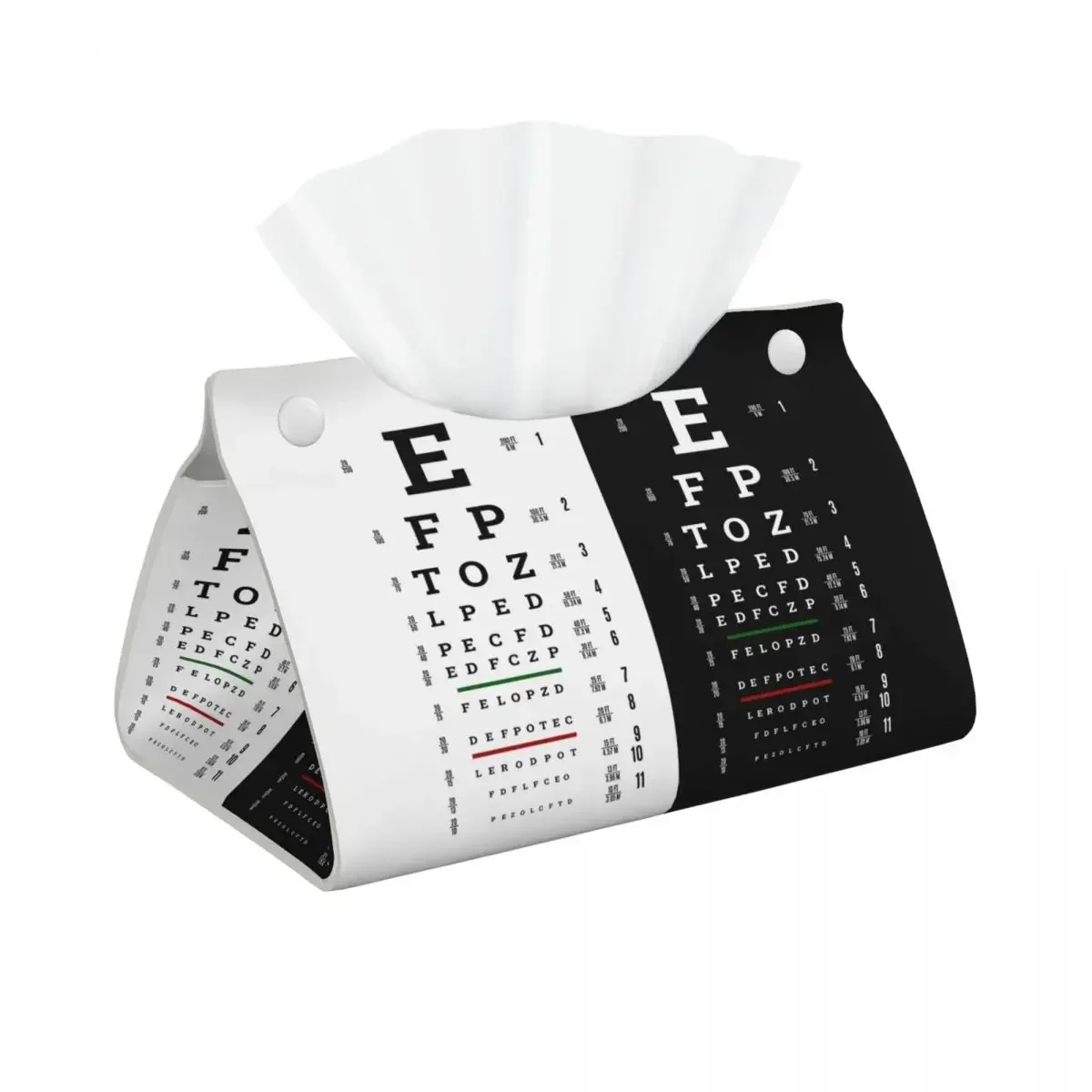 Gráfico Snellen personalizado, cubierta de caja de pañuelos para prueba de ojos, soporte de caja de pañuelos faciales para optometrista Rectangular de cuero PU para baño