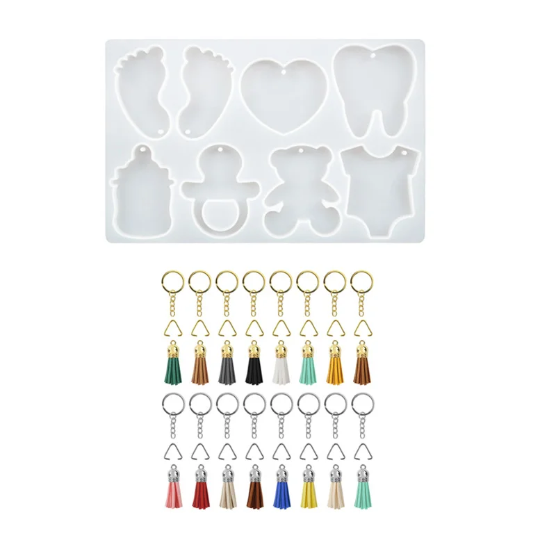DIY Crystal Epoxy Resin Mold Anniversary Foot Love Pendant Keychain Mirror Silicone Mold