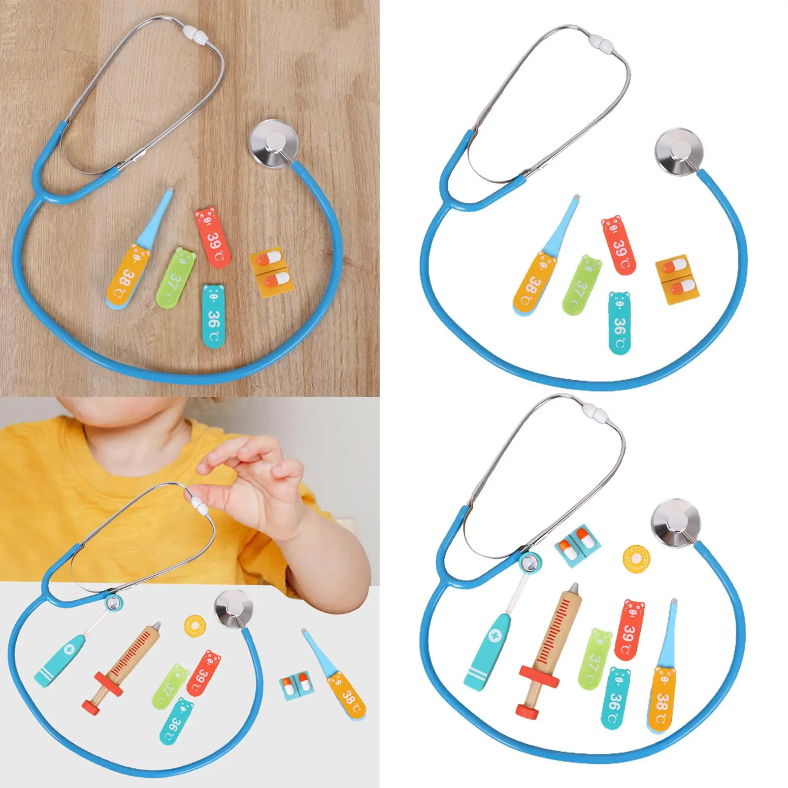 Hobbiewoo Kit de juguetes de médico de madera, accesorios de juego, juguetes para jugar a las casitas, regalos de cumpleaños