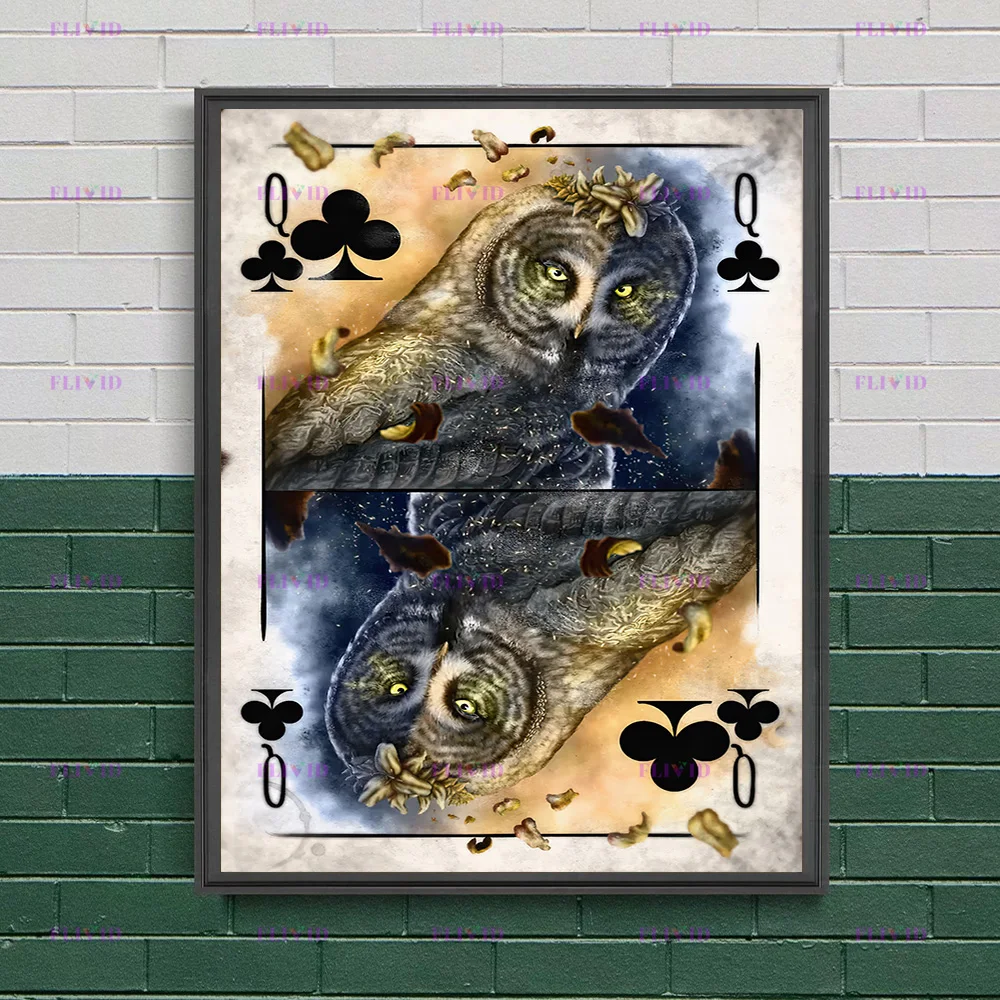 arte-de-parede-de-animais-divertidos-estampa-em-tela-de-coruja-jogando-cartas-presente-exclusivo-para-amantes-de-corujas-e-jogos-de-cartas-poster-moderno-de-cultura-pop