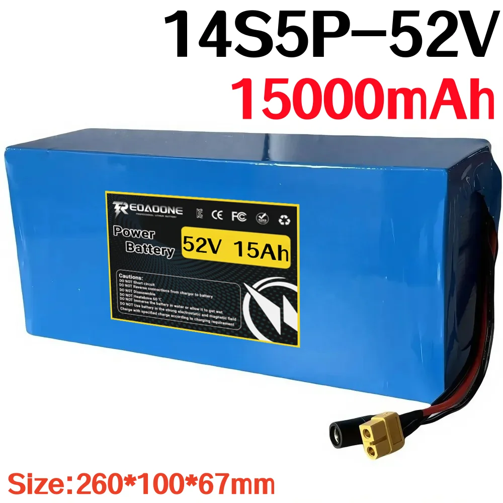 

Литий-ионный аккумуляторный блок 14S5P 18650, 52В 15Ач, с BMS, для модифицированных велосипедов, скутеров, транспортных средств, инструментов, с возможностью настройки подключения.