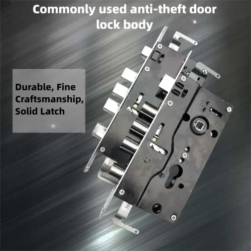 Imagen 2 del producto Cuerpo de cerradura de repuesto para puertas de seguridad de estilo antiguo: bloque de cerradura engrosado universal individual/doble con cabeza redonda/cuadrada