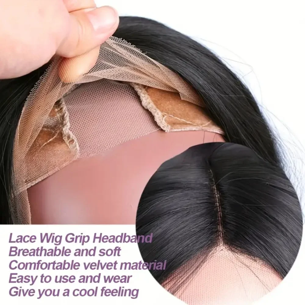 2pcs Non-Slip Velvet Wig Grip Band With Adjustable Headband And Transparent Lace Securely Holds Wigs And Head Scarves In Place