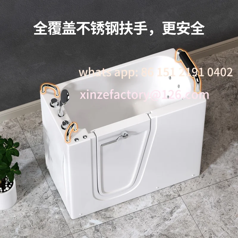 حوض استحمام خاص قابل للتخصيص، باب داخلي، حوض استحمام يمكن الوصول إليه، شقة صغيرة من الأكريليك، حوض استحمام مساعد
