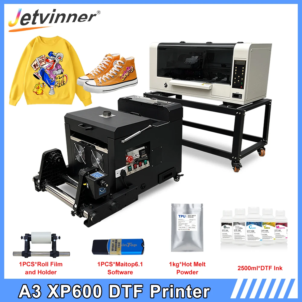 

30CM Transfer Printer Direct to Film T shirt Printing Machine For EPSON Dual XP600 Print Heads For all Textile A3 DTF Printer