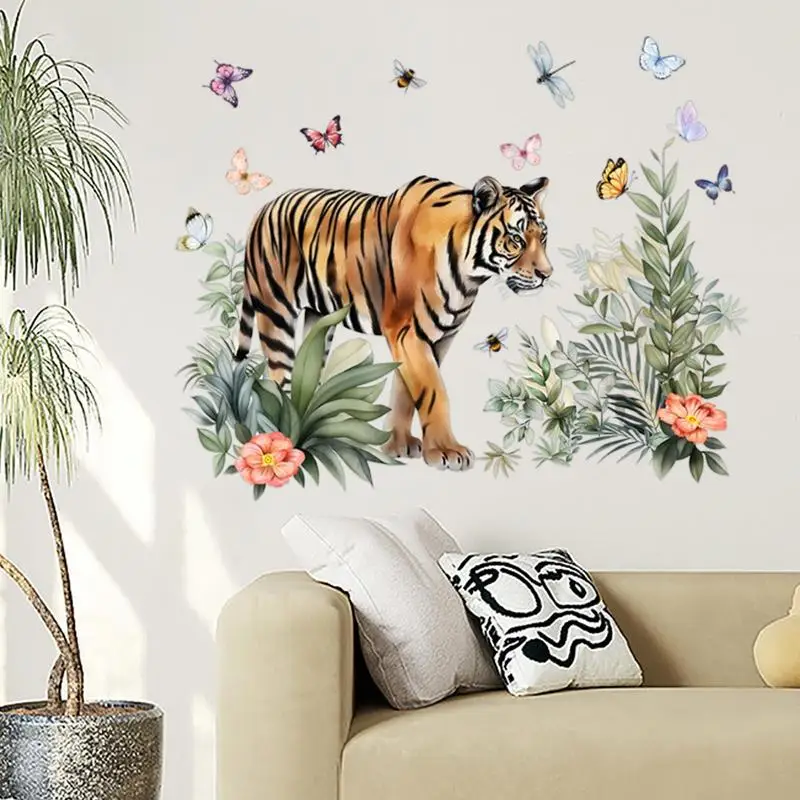 Cartoon Cute Animals Wall Stickers Jungle Tiger Little Flower Duck Self Adhesive Kids Room Kindergarten Home Decorations