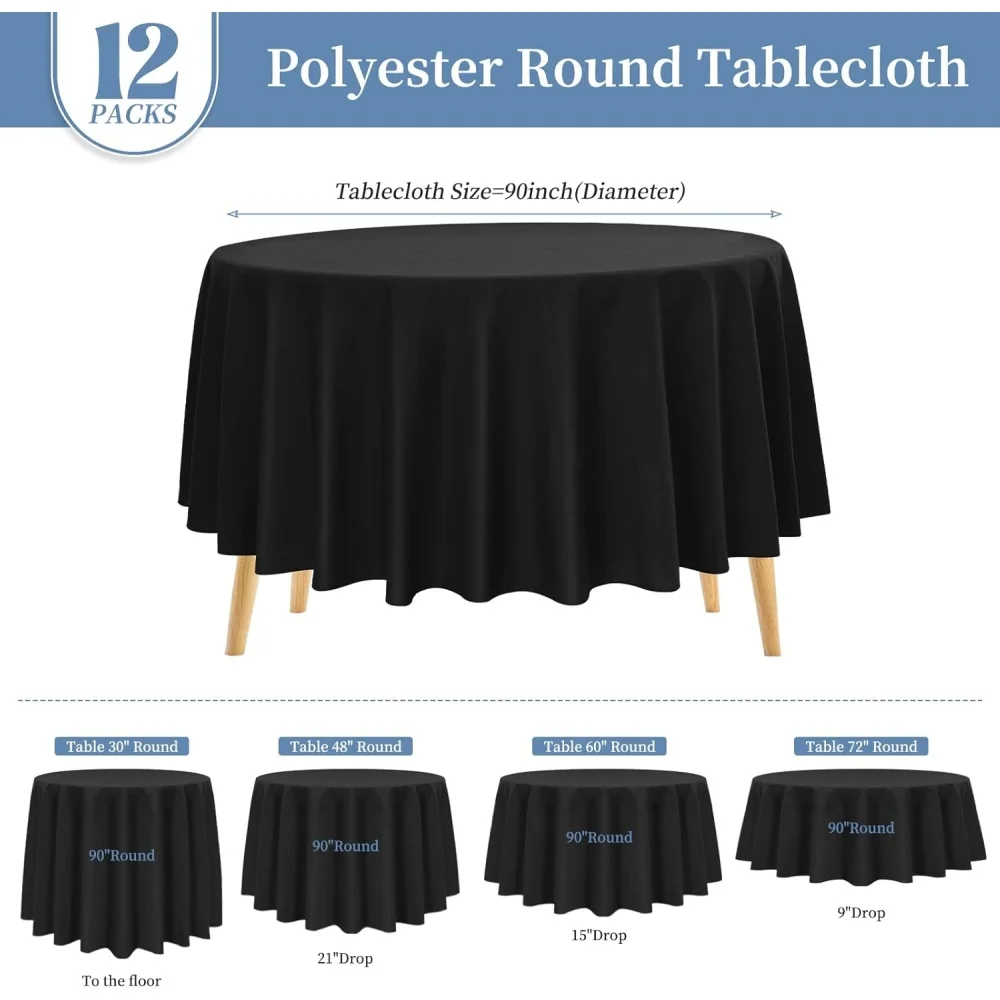 3-teilige runde Premium-Tischdecke aus Polyester, knitterfrei, waschbar, Tischdecke für Bankett, Party, Halloween, Dekoration, Jubiläum – Detail 6