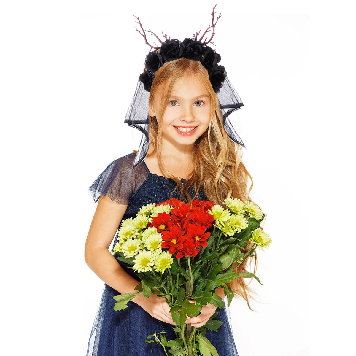 

Вечеринка ветка рог головной убор повязка на голову легкий искусственный цветок заколка для волос костюм реквизит стиль ветка розы