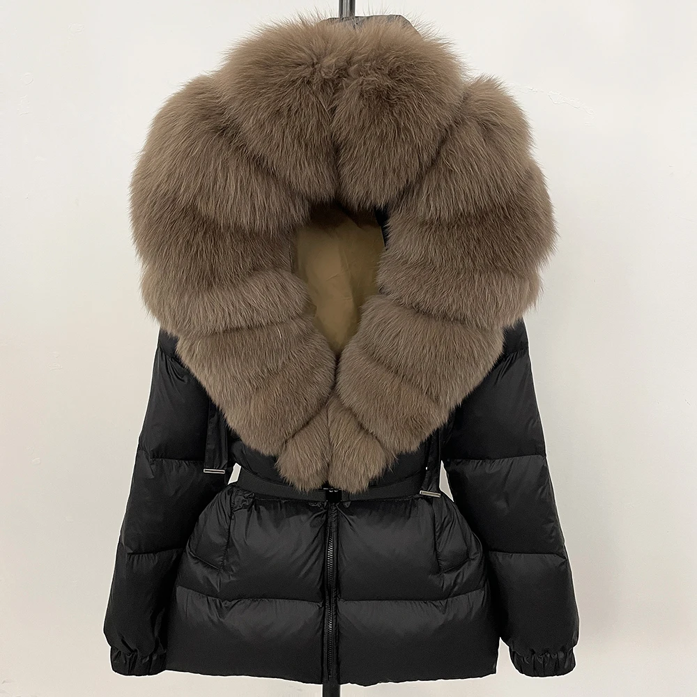 OFTBUY 2025 ropa de invierno chaqueta acolchada para mujer piel de zorro Real con capucha gruesa cálida 90% plumón de pato blanco Parkas femeninas impermeables