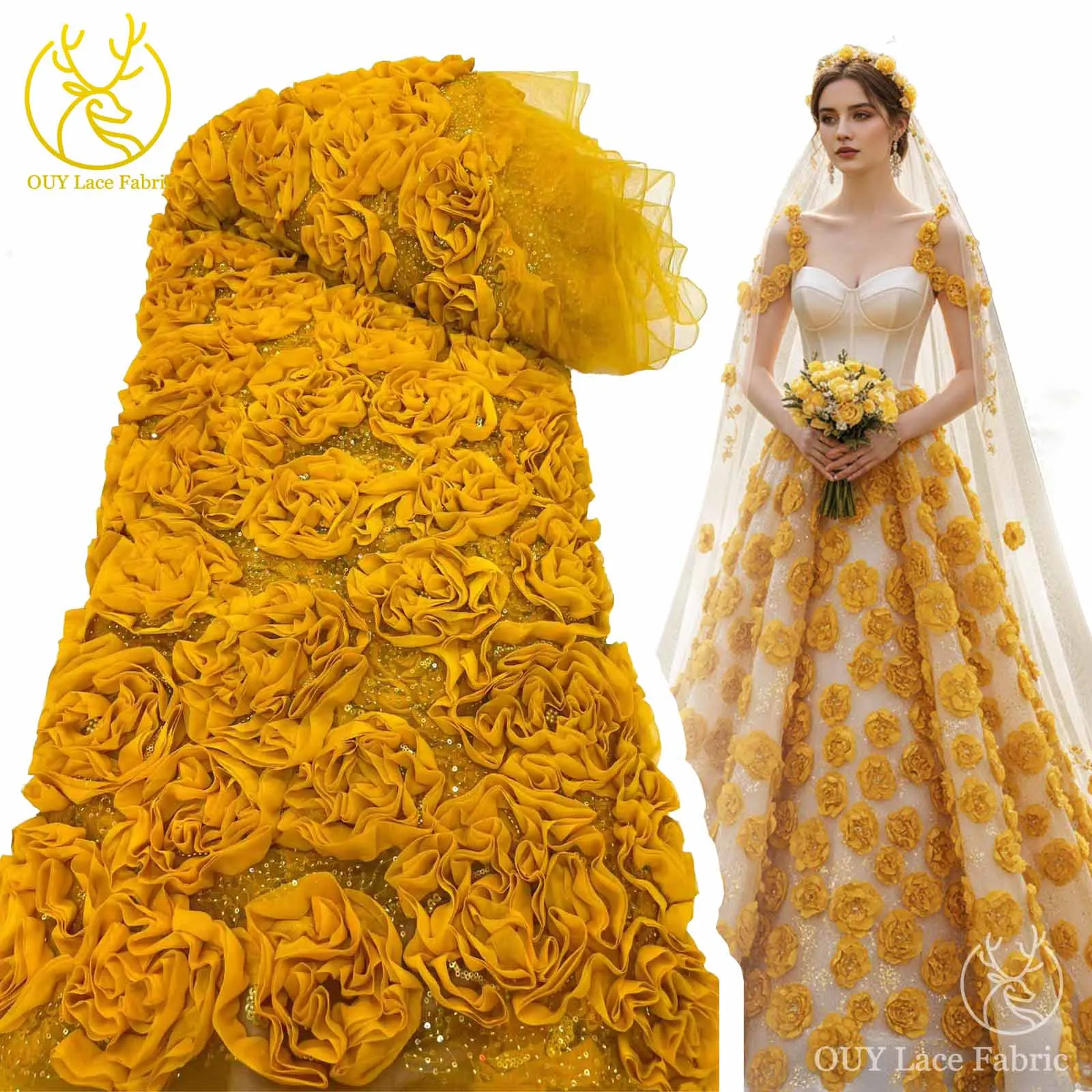 

Свадебное платье с 3D цветами, французская кружевная ткань с блестками, 2021, высокое качество, африканский нигерийский тюль, кружевная ткань, свадебный материал