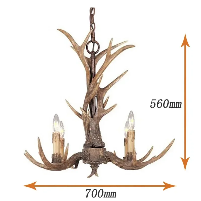 Europe Country 4 Heads Brown Dining Room Antler Chandeliers Lights Pendant Lamps Ceiling Fixtures