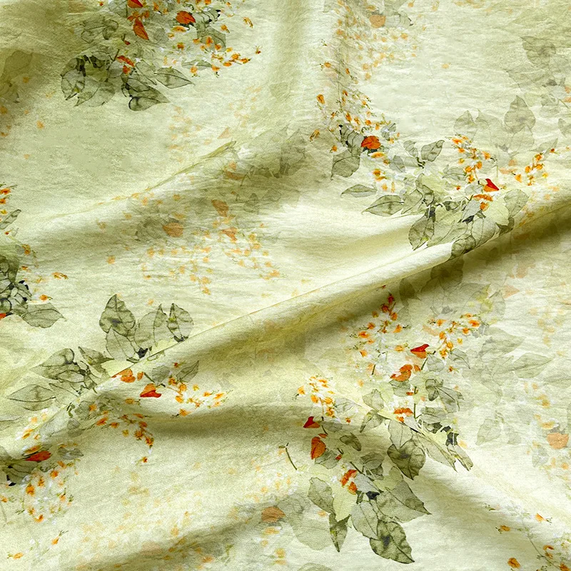 

Leaves Printed Jacquard Dress Fabric for Sewing Ethnic Style Cheongsam Hanfu Blouse Handmade DIY Fabric
