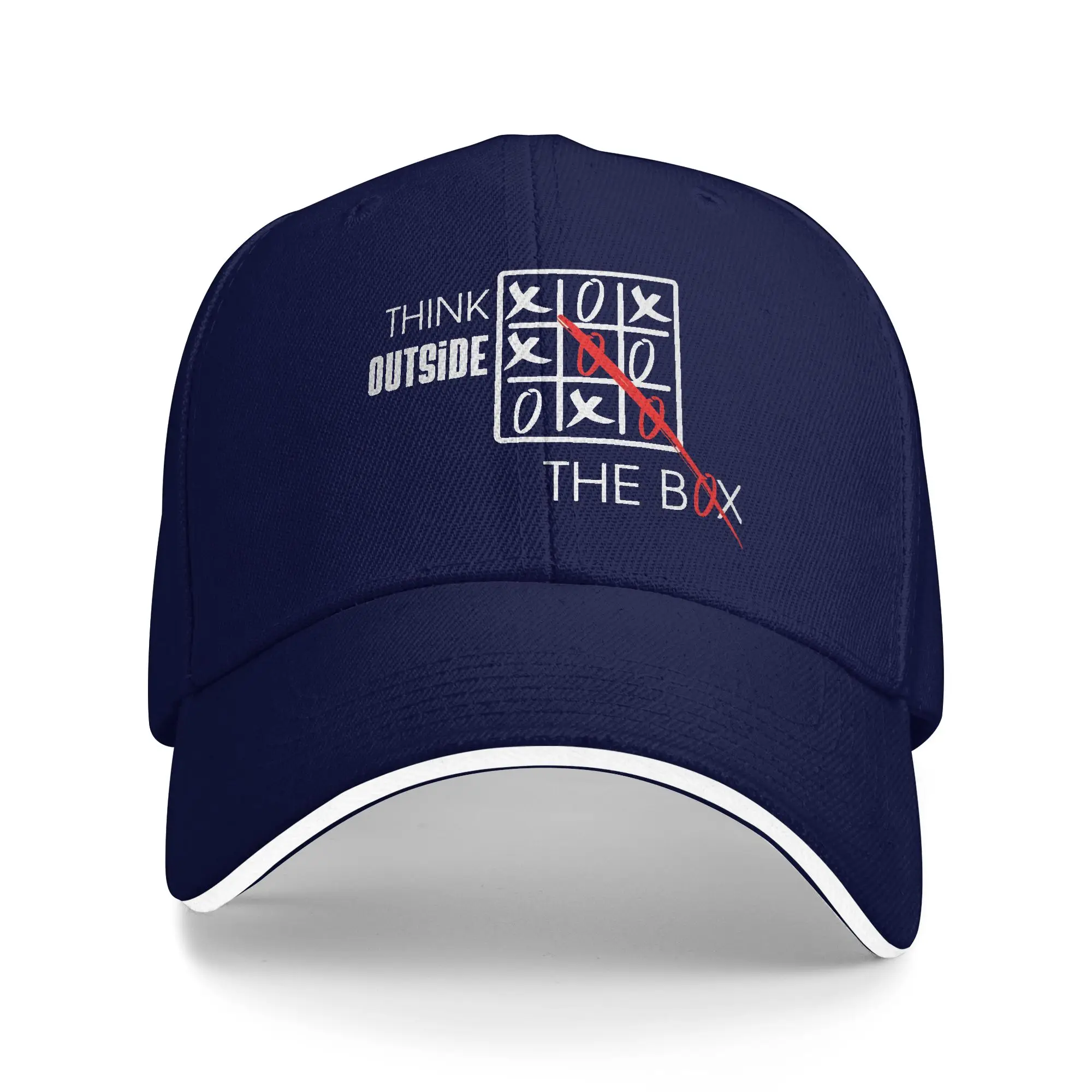 Unisex Think outside the box  Sandwich Caps Retro Baseball Cap Polyester  Tic Tac Toe Trucker Cap Adjustable Sun Hats Summer