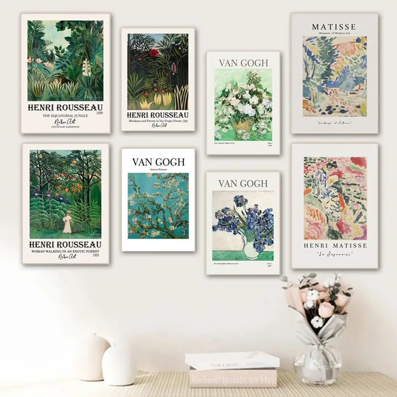 Vintage Van Gogh Matisse Rose Iris Almond Blossom Nordic Canvas Posters and Prints Pictures Wall Art Painting Living Room Decor