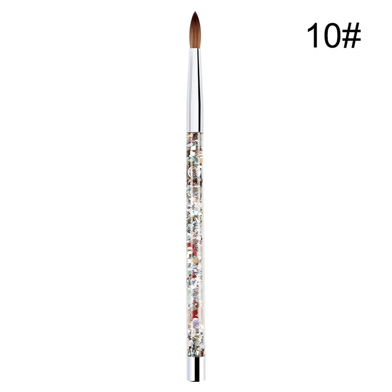 1Pc pennello per unghie acrilico Kolinsky Sable in oro rosa con pennello per Nail Art glitterato a flusso liquido per strumento per Nail Art 10