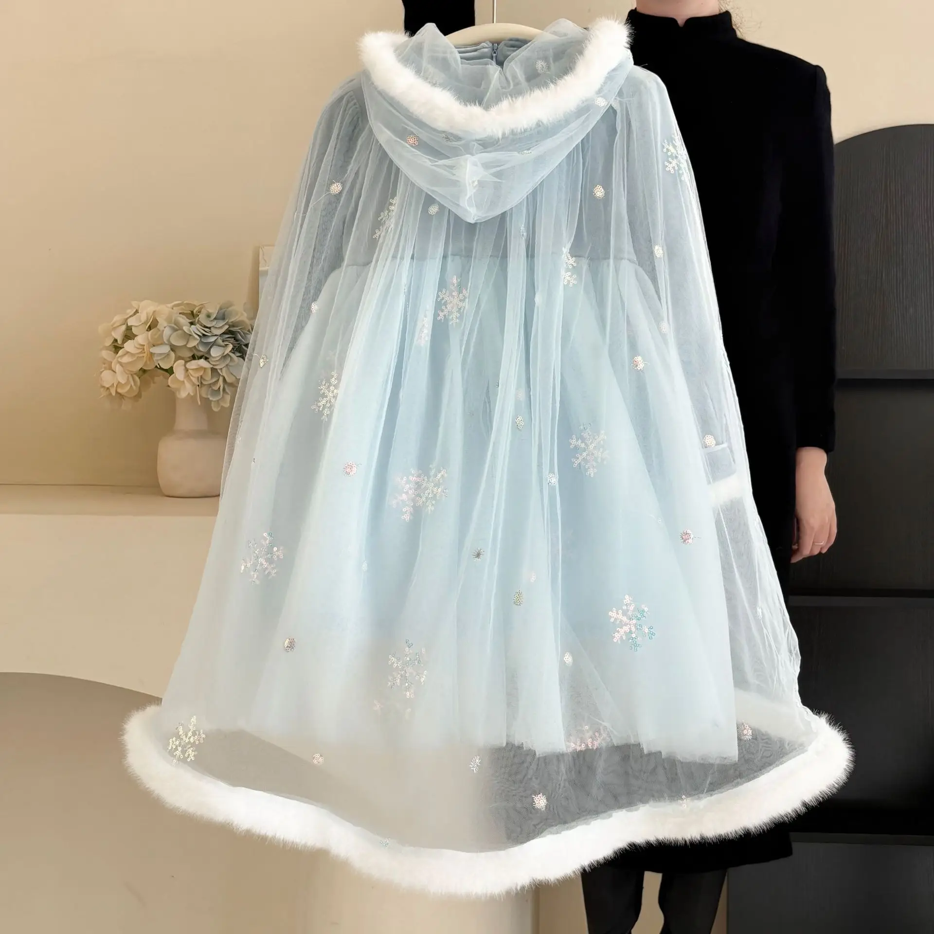 Girls Sweet Princess Dress Spring and Autumn Mesh Dress with Shawl Fashion Girls Birthday Fairy Dress