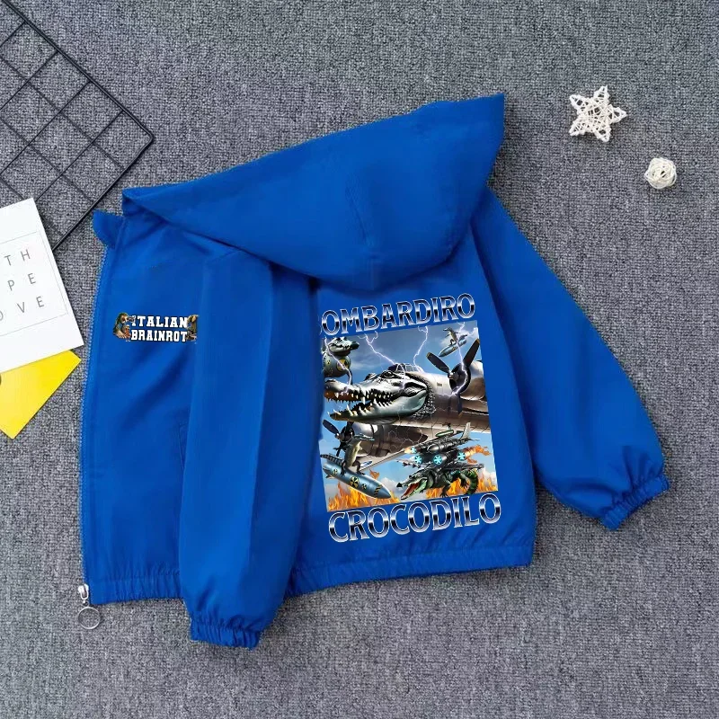 Italiano Brainrot Animale Bambini Giacca con cappuccio Divertente Meme Tung Sahur Cappotto Primavera Moda Bombardiro Cappuccino Magliette e camicette Ragazzo Ragazza Vestiti