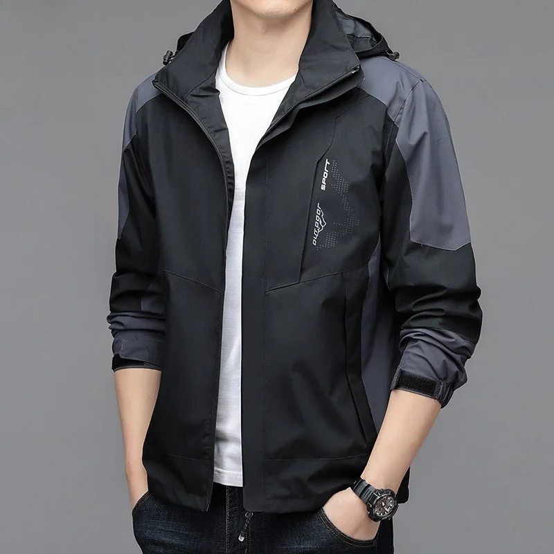 

Men's Casual Outdoor Jaet Bla Autumn New Sle Zipper Decoration Polyester Long Sve Anti-Wrinkle Treaent