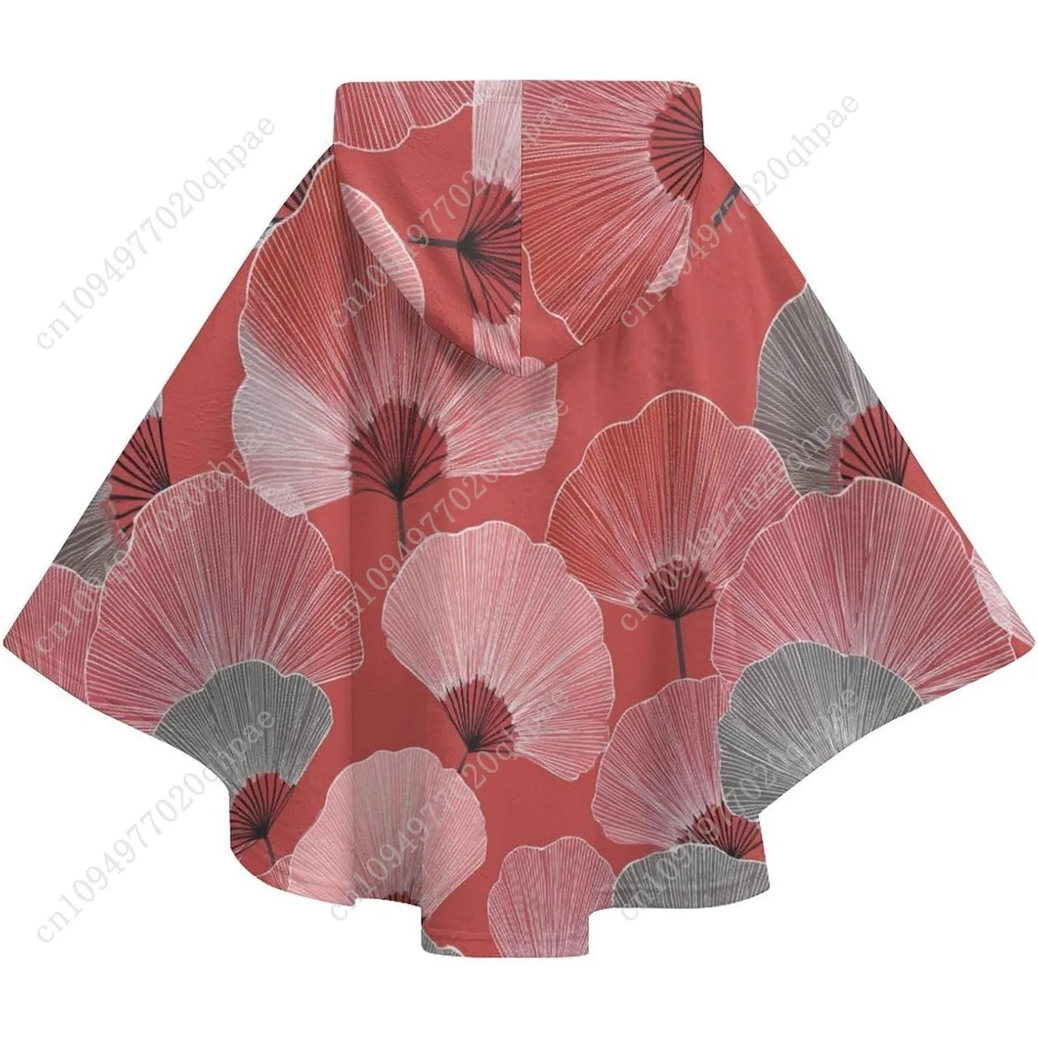 Comodo maglione coperta in flanella, felpa con cappuccio oversize vintage con foglie di ginkgo con tasche per bambini e adolescenti